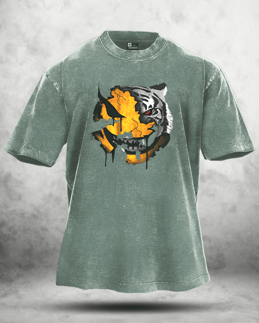 ANGRY SMILEY BLEACHED T-SHIRT - Gymfit