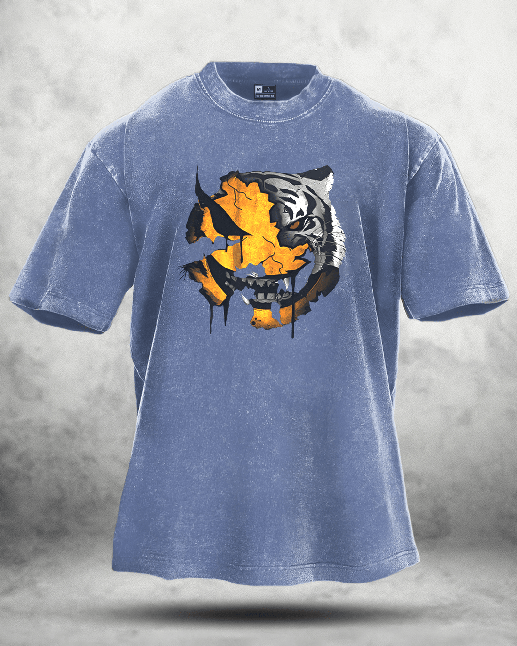ANGRY SMILEY WASHED T-SHIRT - Gymfit