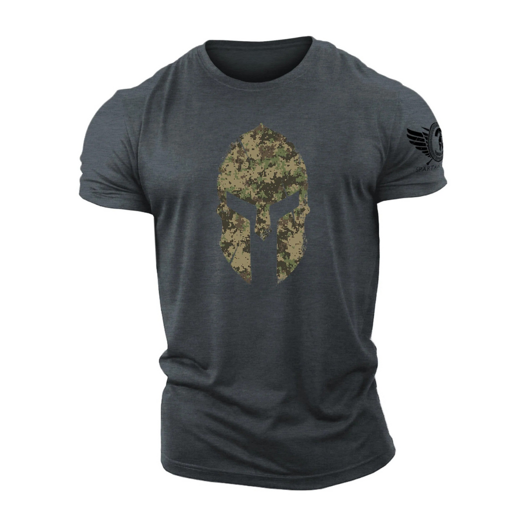 Spartan Helmet Woodland Camo - Gym T-Shirt