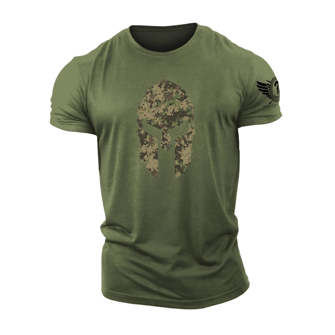Spartan Helm Woodland Camo - Gym T-Shirt