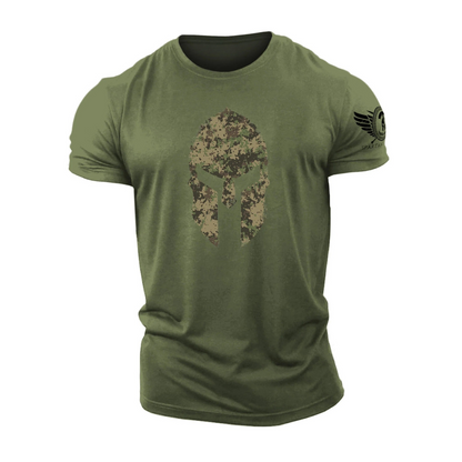 Spartan Helm Woodland Camo - Gym T-Shirt