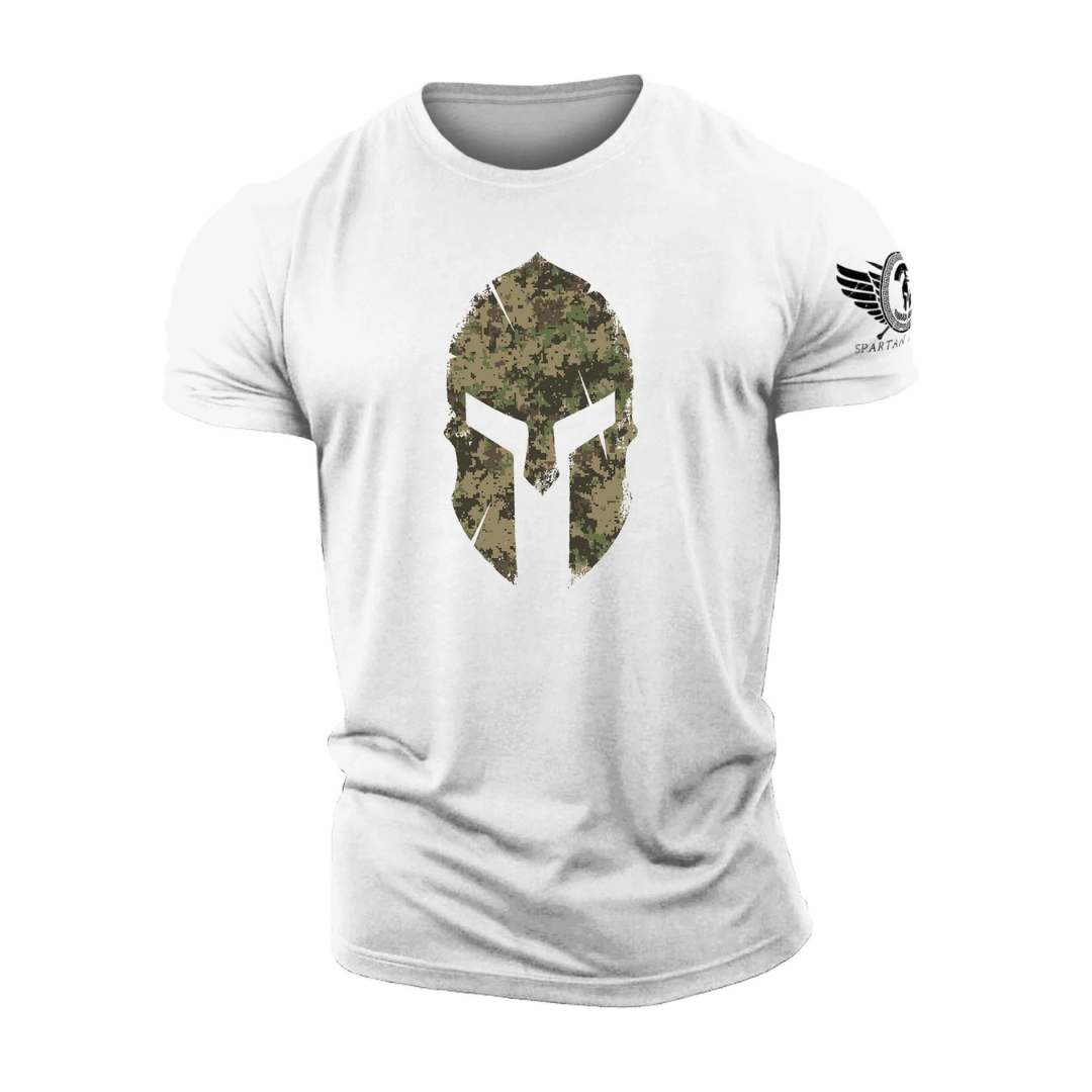 Spartan Helmet Woodland Camo - Gym T-Shirt