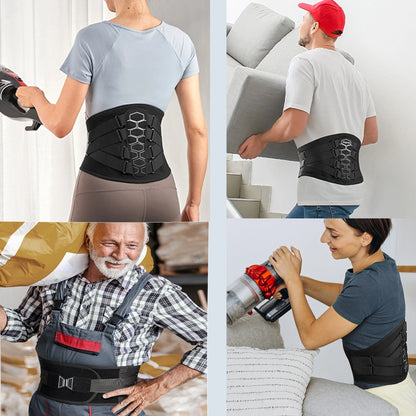 Ergonomic back support with integrated lumbar support.