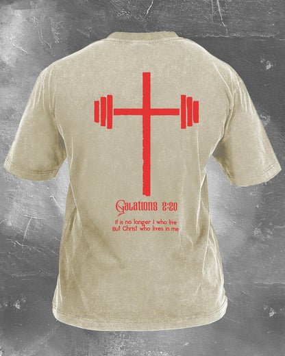 CHRIST, WHO LIVES IN ME, WASHED T-SHIRT - Gymfit