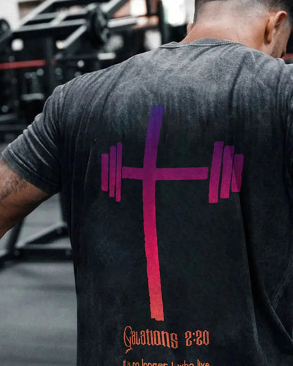 CHRIST, WHO LIVES IN ME, WASHED T-SHIRT - Gymfit