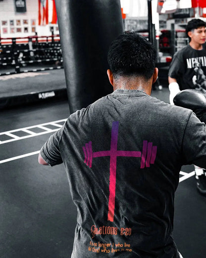 CHRIST, WHO LIVES IN ME, WASHED T-SHIRT - Gymfit