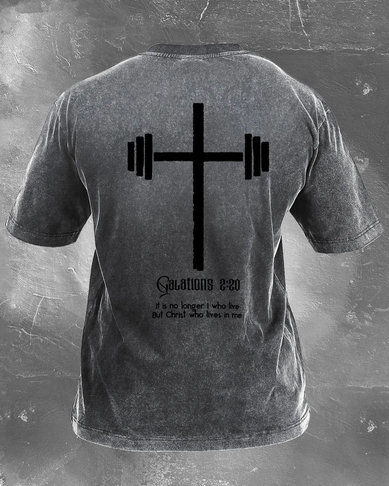 CHRIST, WHO LIVES IN ME, DISTRESSED T-SHIRT - Gymfit