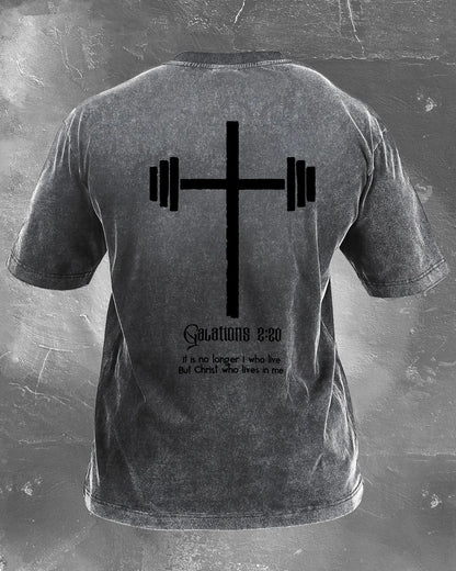 CHRIST, WHO LIVES IN ME, DISTRESSED T-SHIRT - Gymfit
