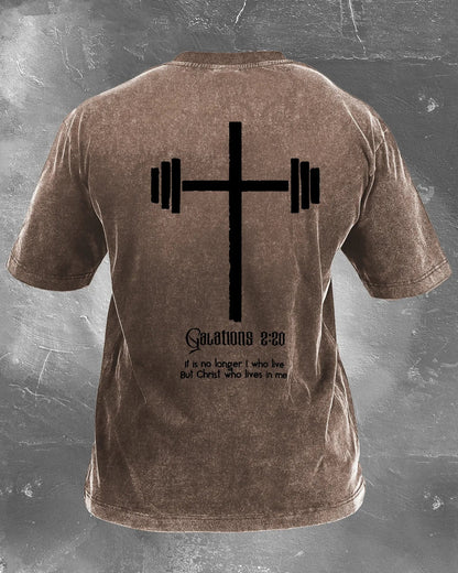 CHRIST, WHO LIVES IN ME, WASHED T-SHIRT - Gymfit