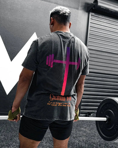 CHRIST, WHO LIVES IN ME, WASHED T-SHIRT - Gymfit