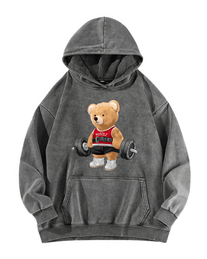 CUTE BEAR CLEANED HOODIE - Gymfit
