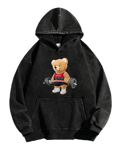 CUTE BEAR CLEANED HOODIE - Gymfit