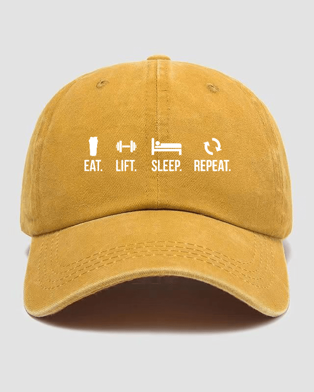 EAT LIFT SLEEP REPEAT Washed Cap - Gymfit