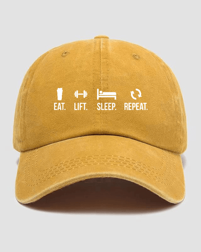 EAT LIFT SLEEP REPEAT Washed Cap - Gymfit