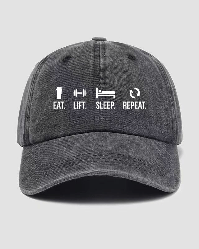 EAT LIFT SLEEP REPEAT Washed Cap - Gymfit