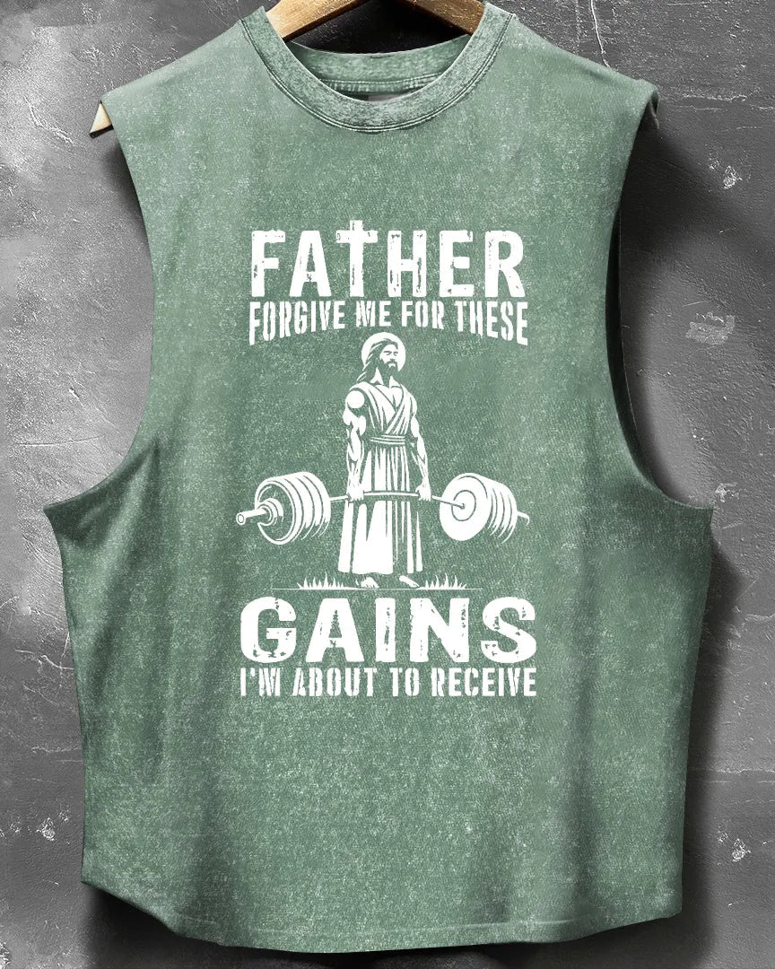 FATHER, FORGIVE ME, CLEANED SLEEVELESS TANK - Gymfit