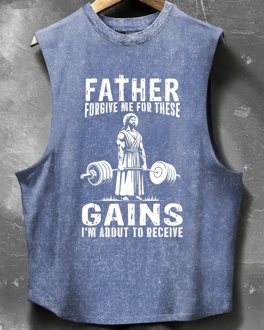 FATHER, FORGIVE ME, CLEANED SLEEVELESS TANK - Gymfit