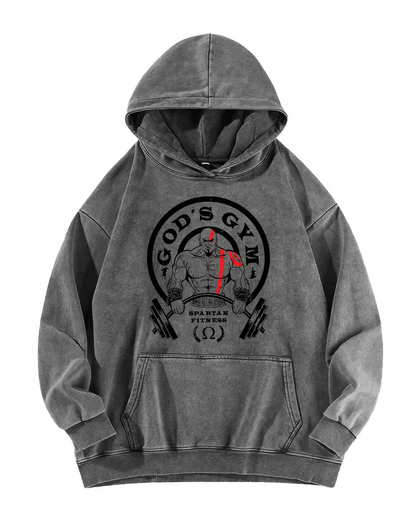 GOD'S FITNESS WASHED HOODIE - Gymfit