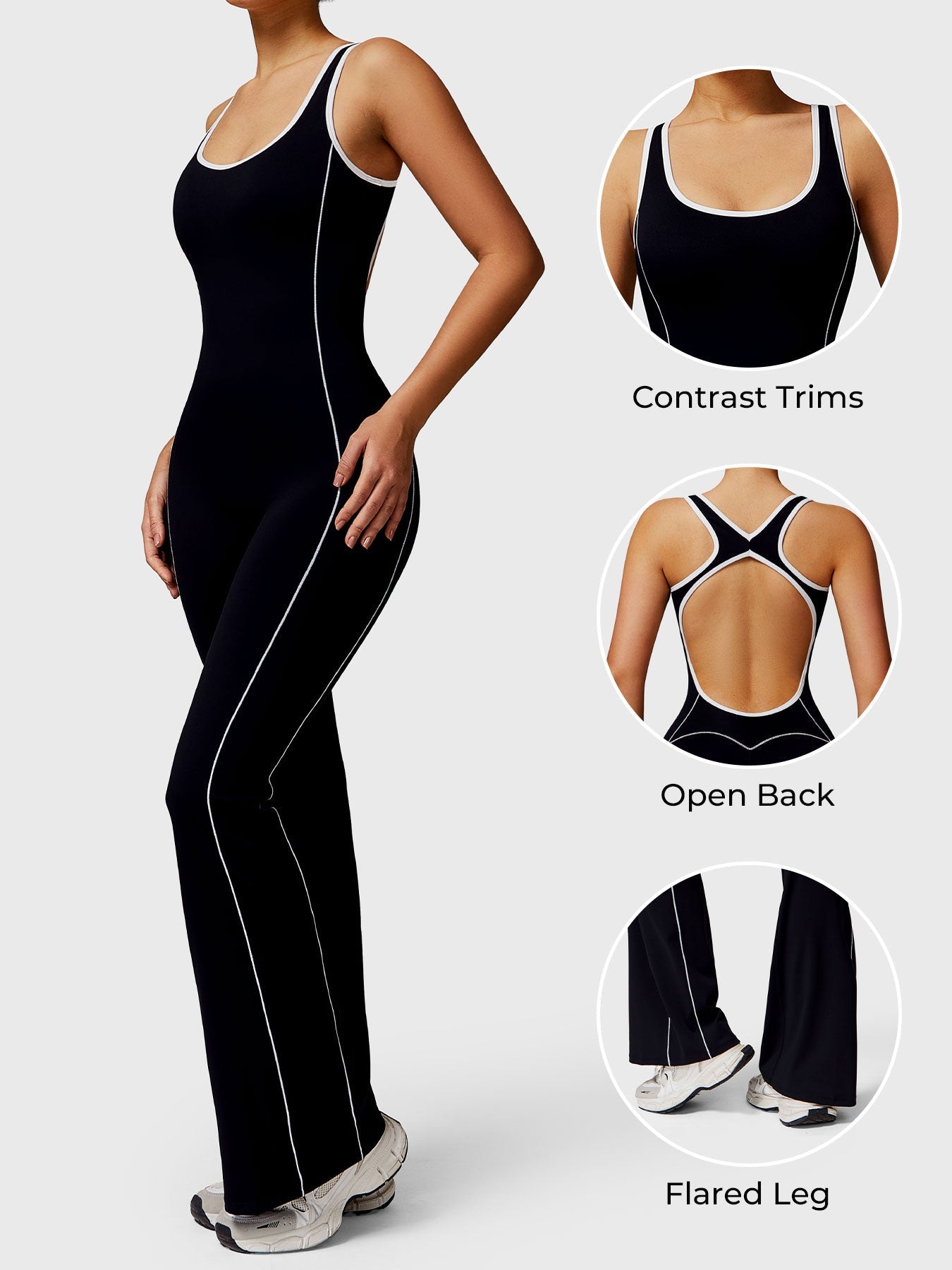 Gymfit Antonia Contrast Flared Jumpsuit - Gymfit