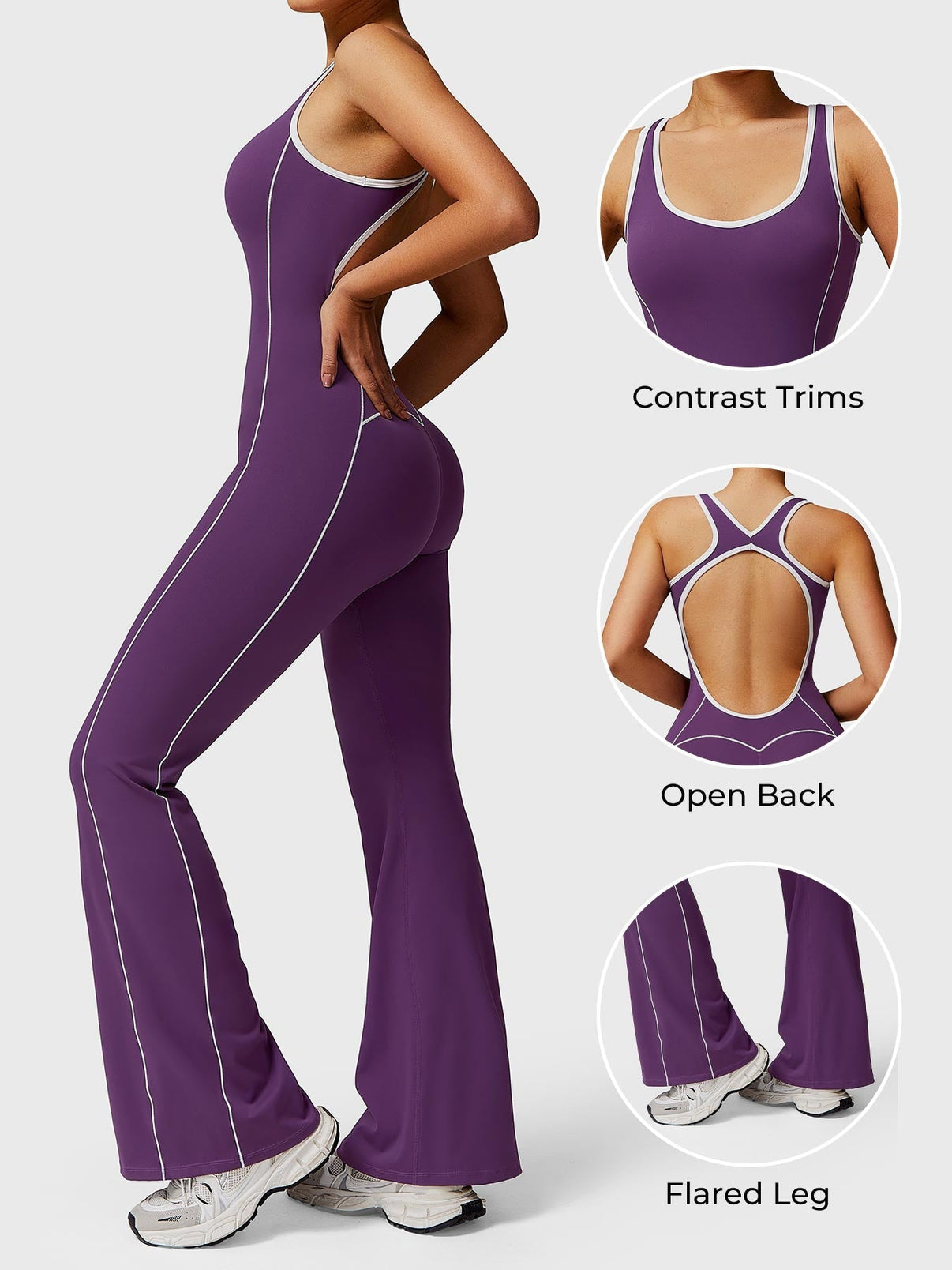 Gymfit Antonia Contrast Flared Jumpsuit - Gymfit