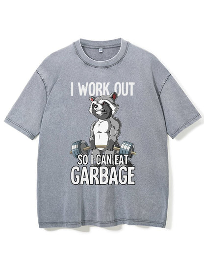 I train so that I can eat junk food. Washed gym T-shirt - Gymfit