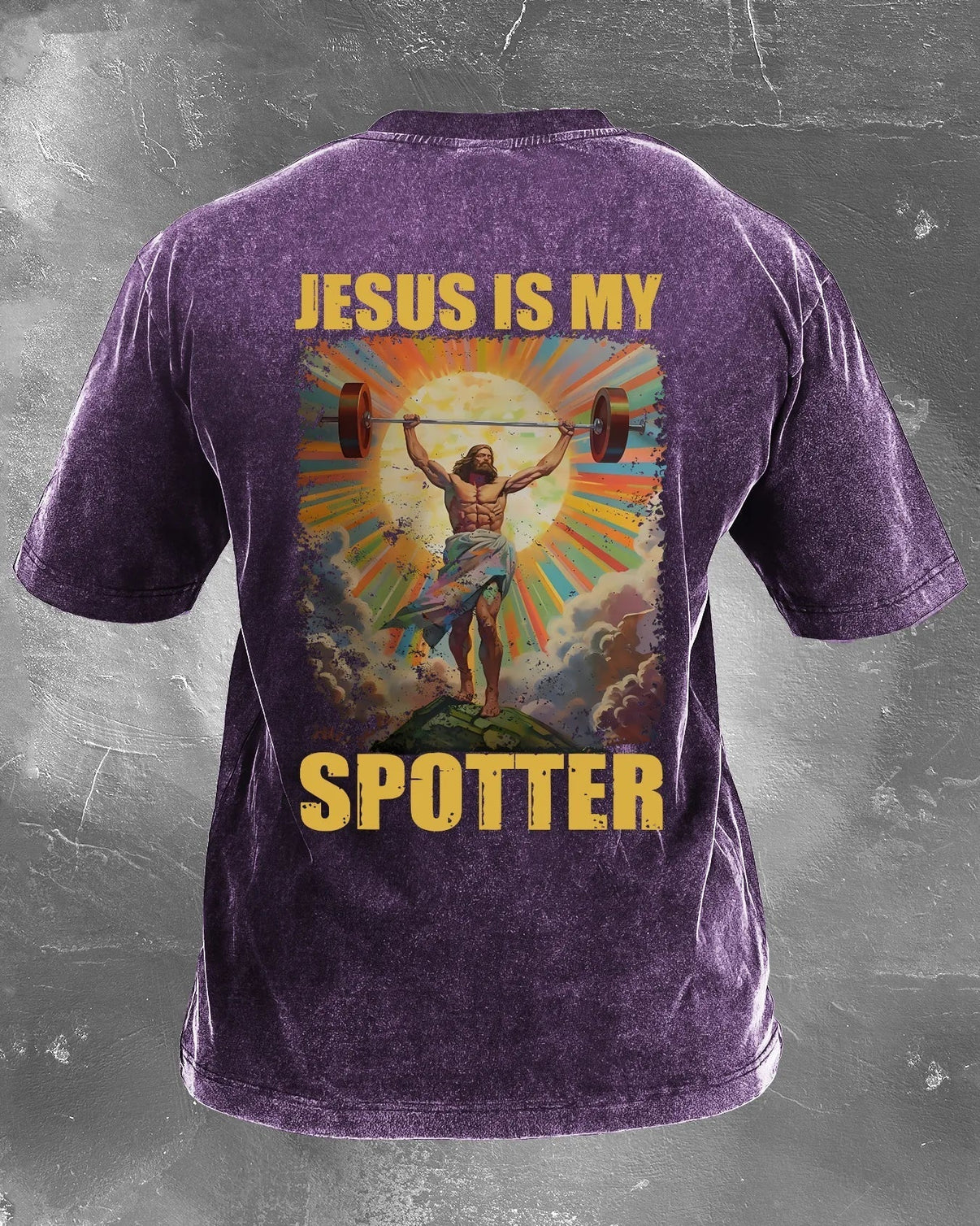 JESUS IS MY SPOTTER IRONED T-SHIRT - Gymfit