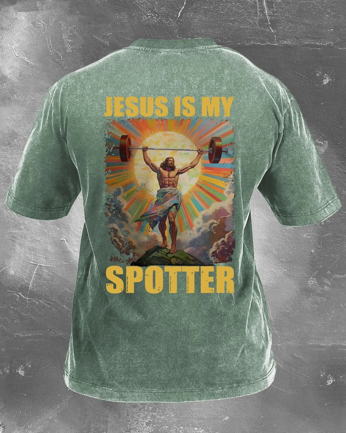 JESUS IS MY SPOTTER IRONED T-SHIRT - Gymfit