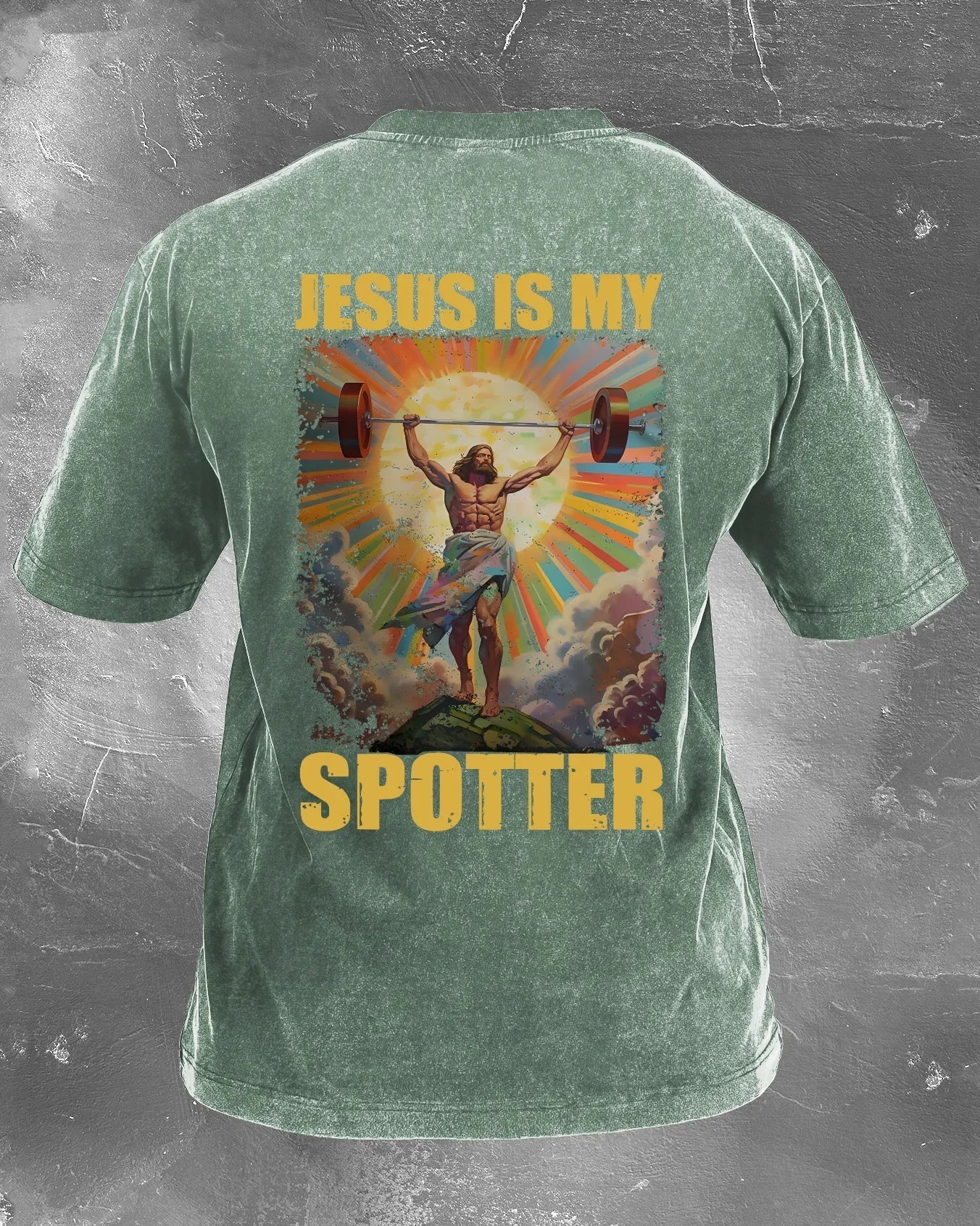 JESUS IS MY SPOTTER IRONED T-SHIRT - Gymfit