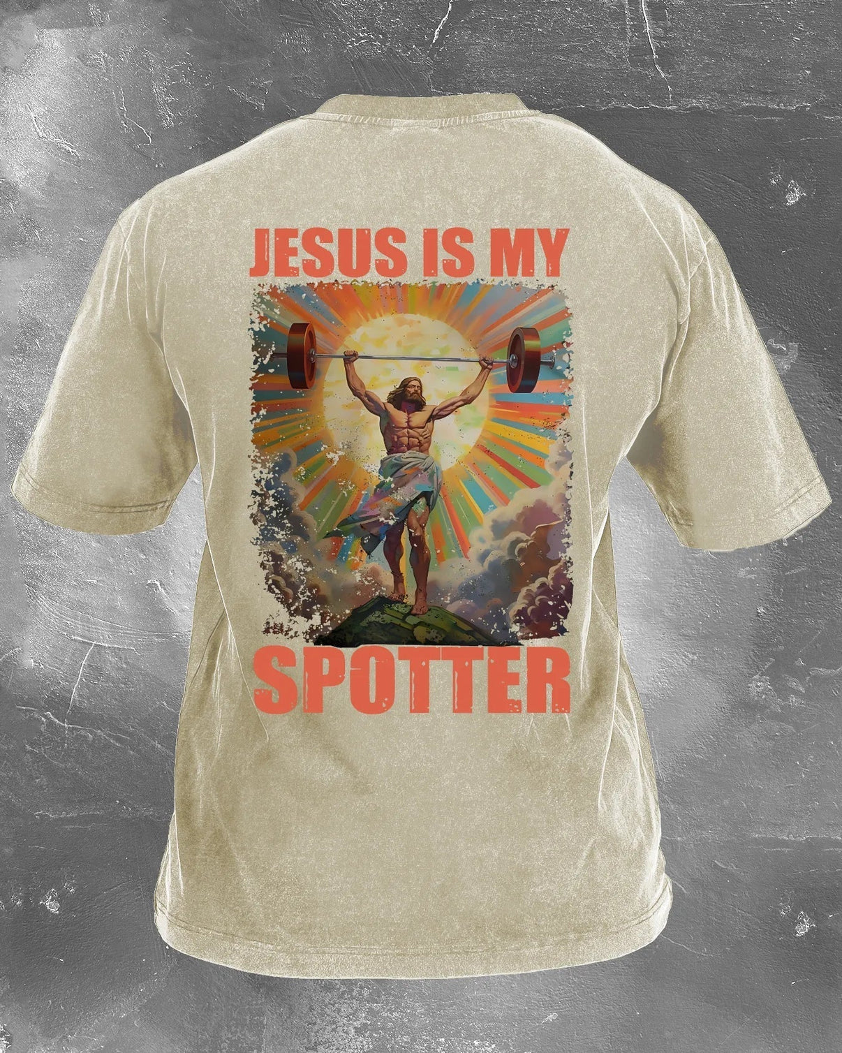 JESUS IS MY SPOTTER IRONED T-SHIRT - Gymfit
