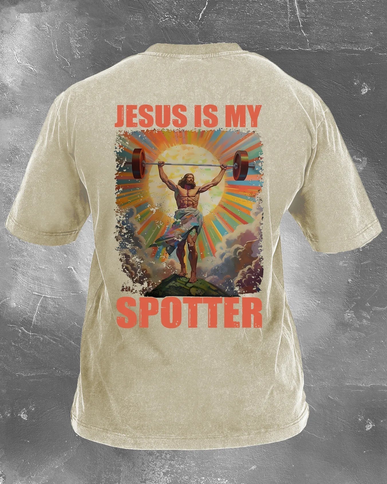 JESUS IS MY SPOTTER IRONED T-SHIRT - Gymfit