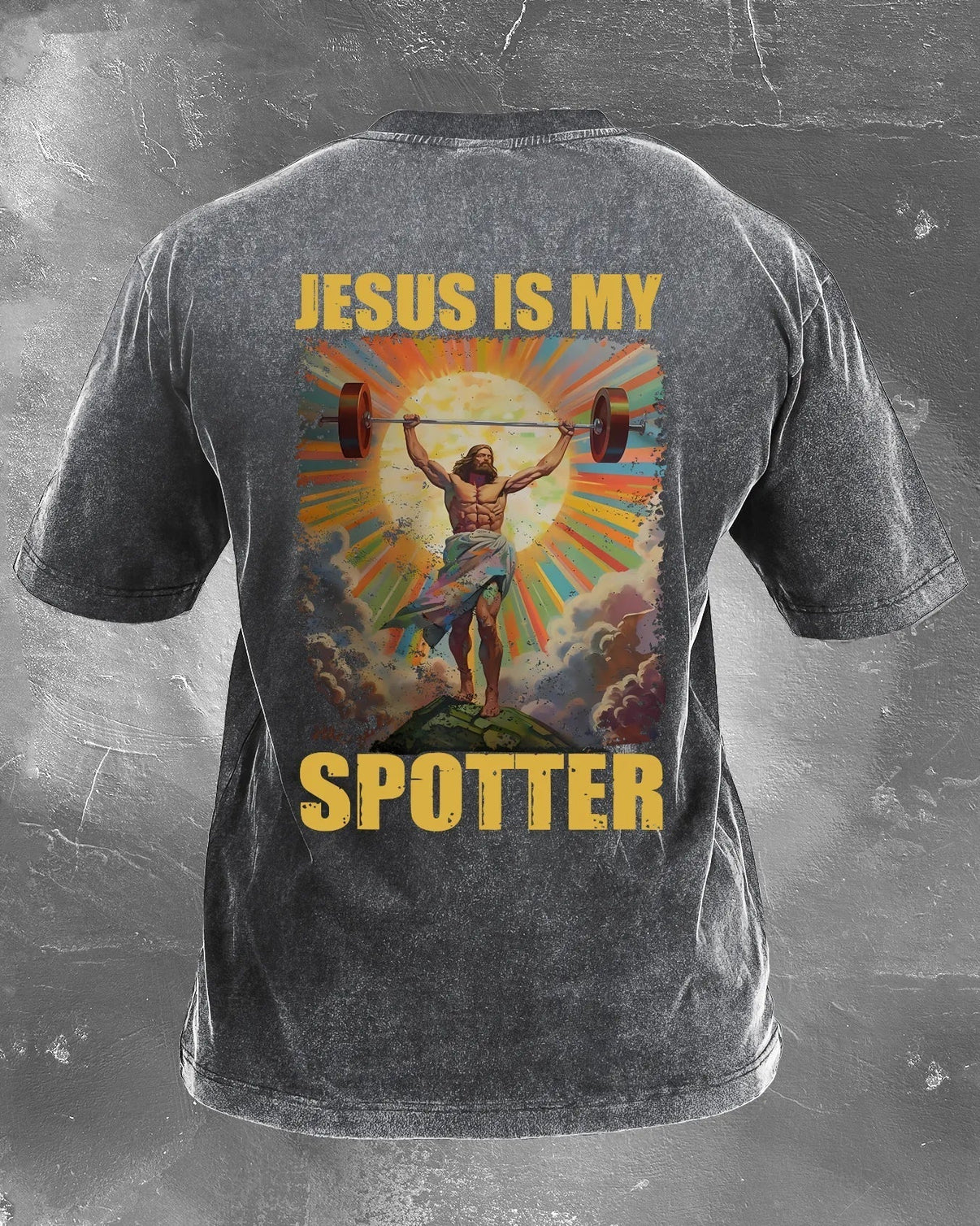 JESUS IS MY SPOTTER IRONED T-SHIRT - Gymfit