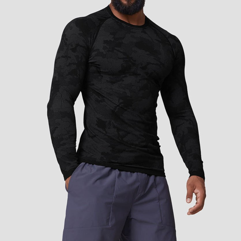Seamless Camouflage Quick-Drying Long Sleeve Shirt - Gymfit
