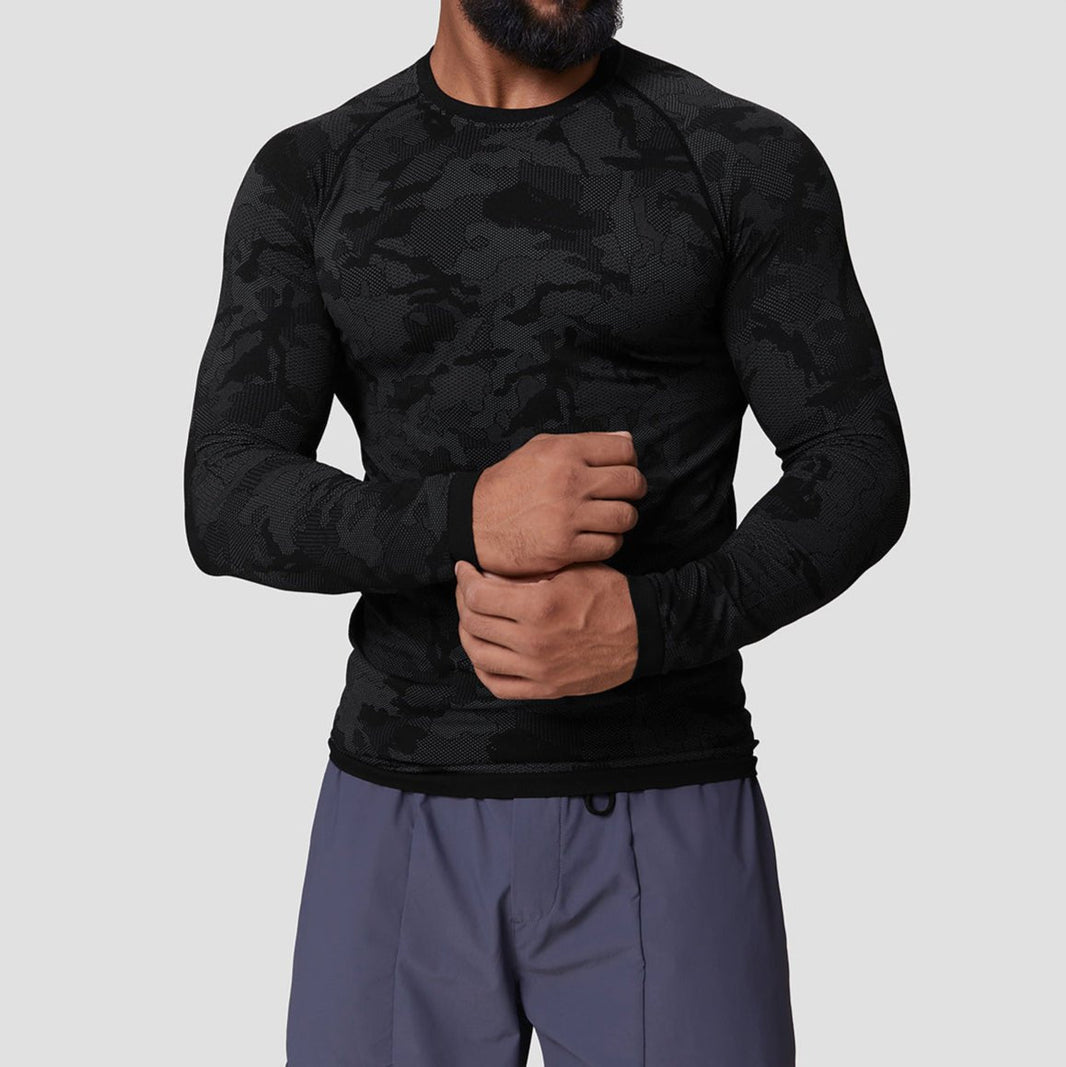 Seamless Camo Quick-Drying Long Sleeve Shirt - Gymfit