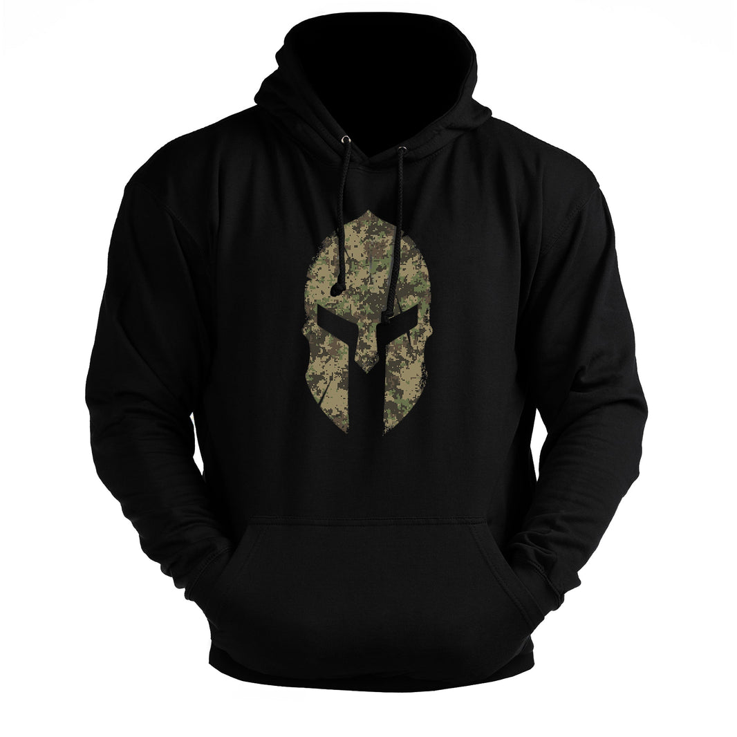 Spartan Helm Woodland Camo - Fitness Hoodie - Gymfit