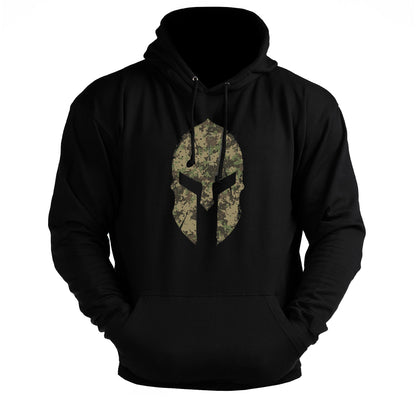 Spartan Helm Woodland Camo - Fitness Hoodie - Gymfit