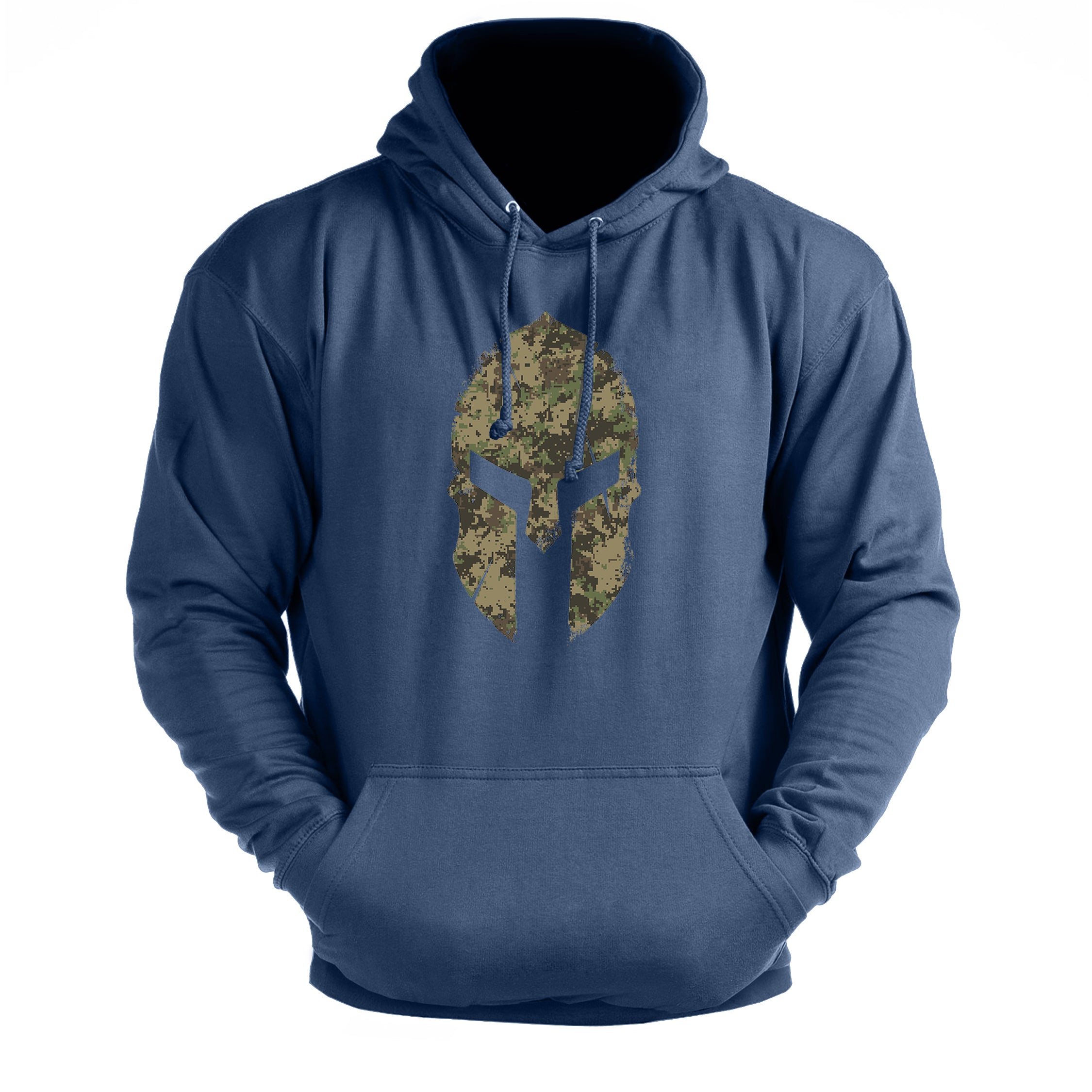 Spartan Helm Woodland Camo - Fitness Hoodie - Gymfit