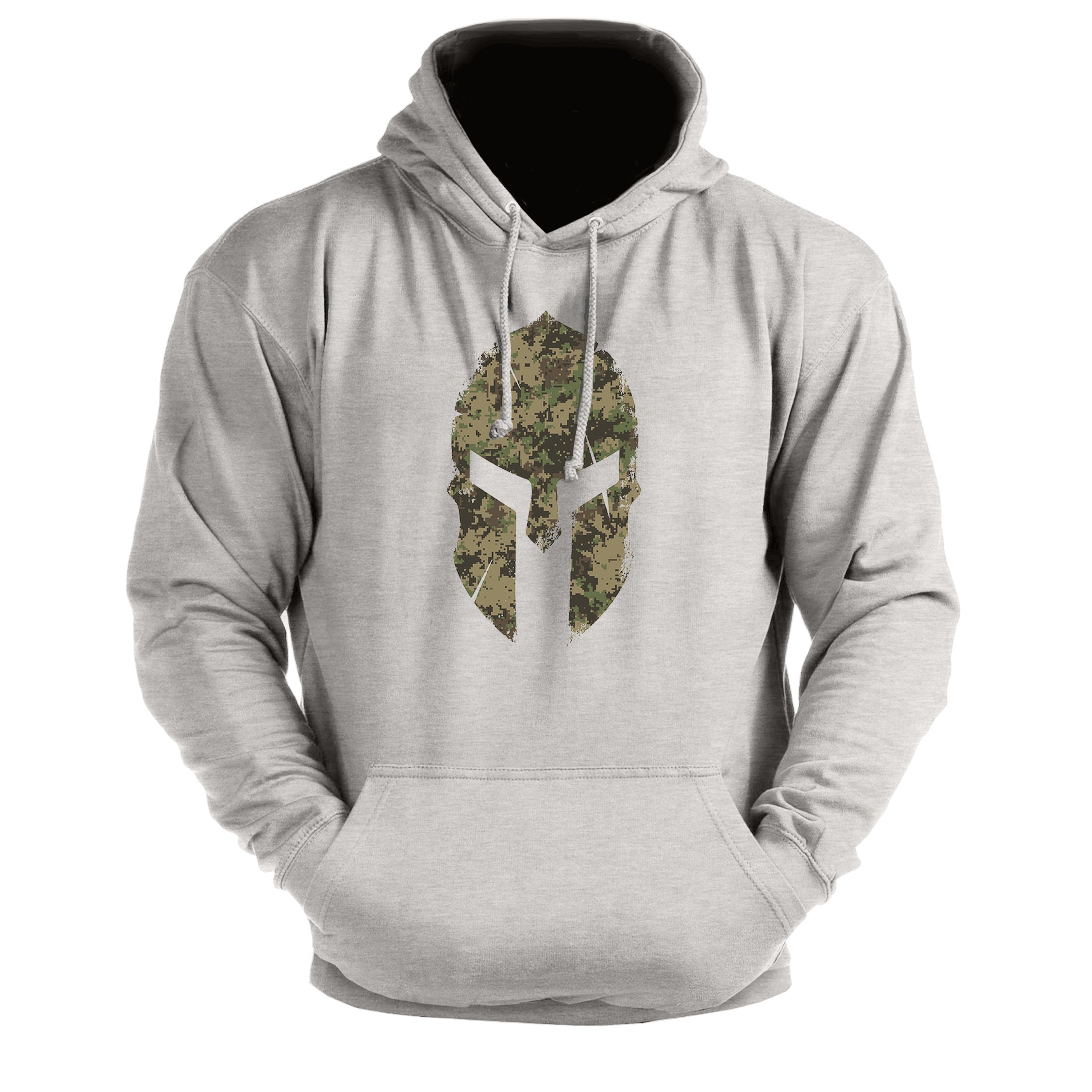 Spartan Helm Woodland Camo - Fitness Hoodie - Gymfit