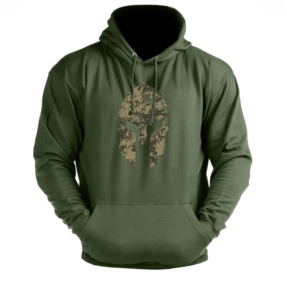 Spartan Helm Woodland Camo - Fitness Hoodie - Gymfit