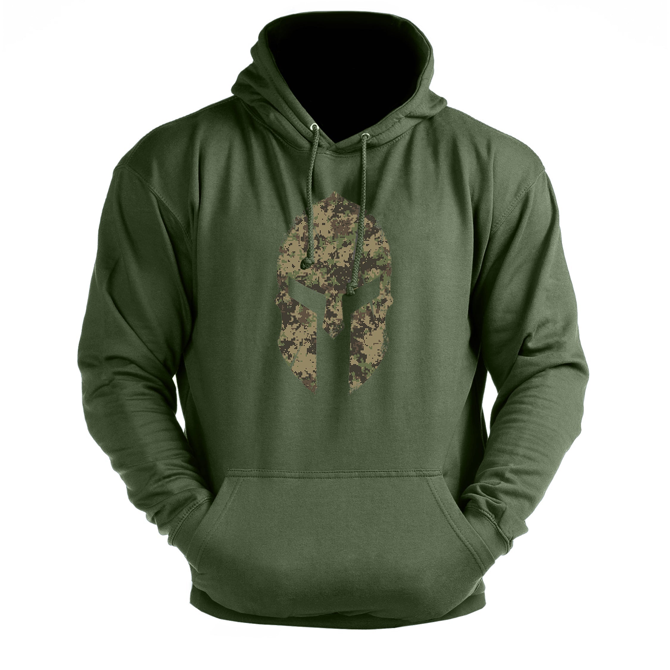 Spartan Helm Woodland Camo - Fitness Hoodie - Gymfit
