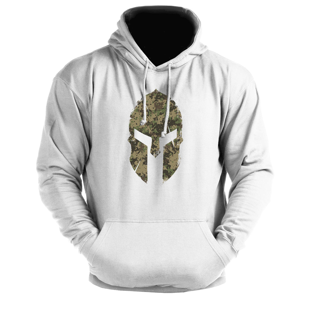 Spartan Helm Woodland Camo - Fitness Hoodie - Gymfit