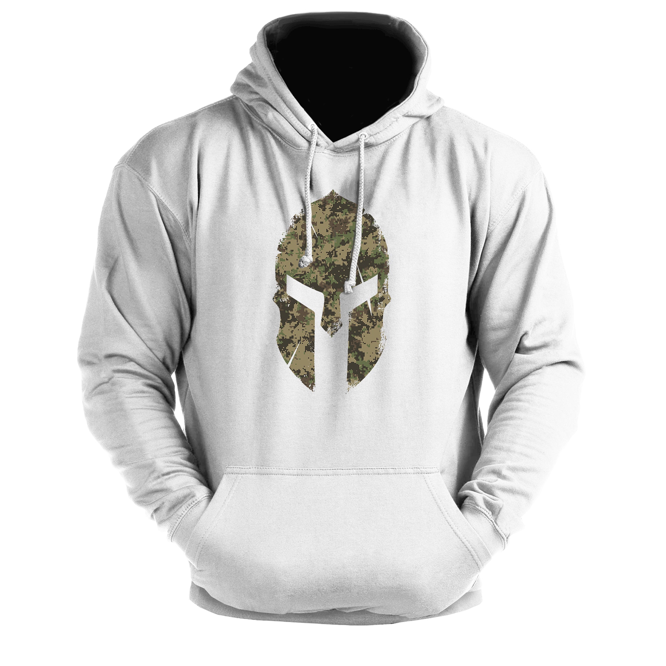 Spartan Helm Woodland Camo - Fitness Hoodie - Gymfit