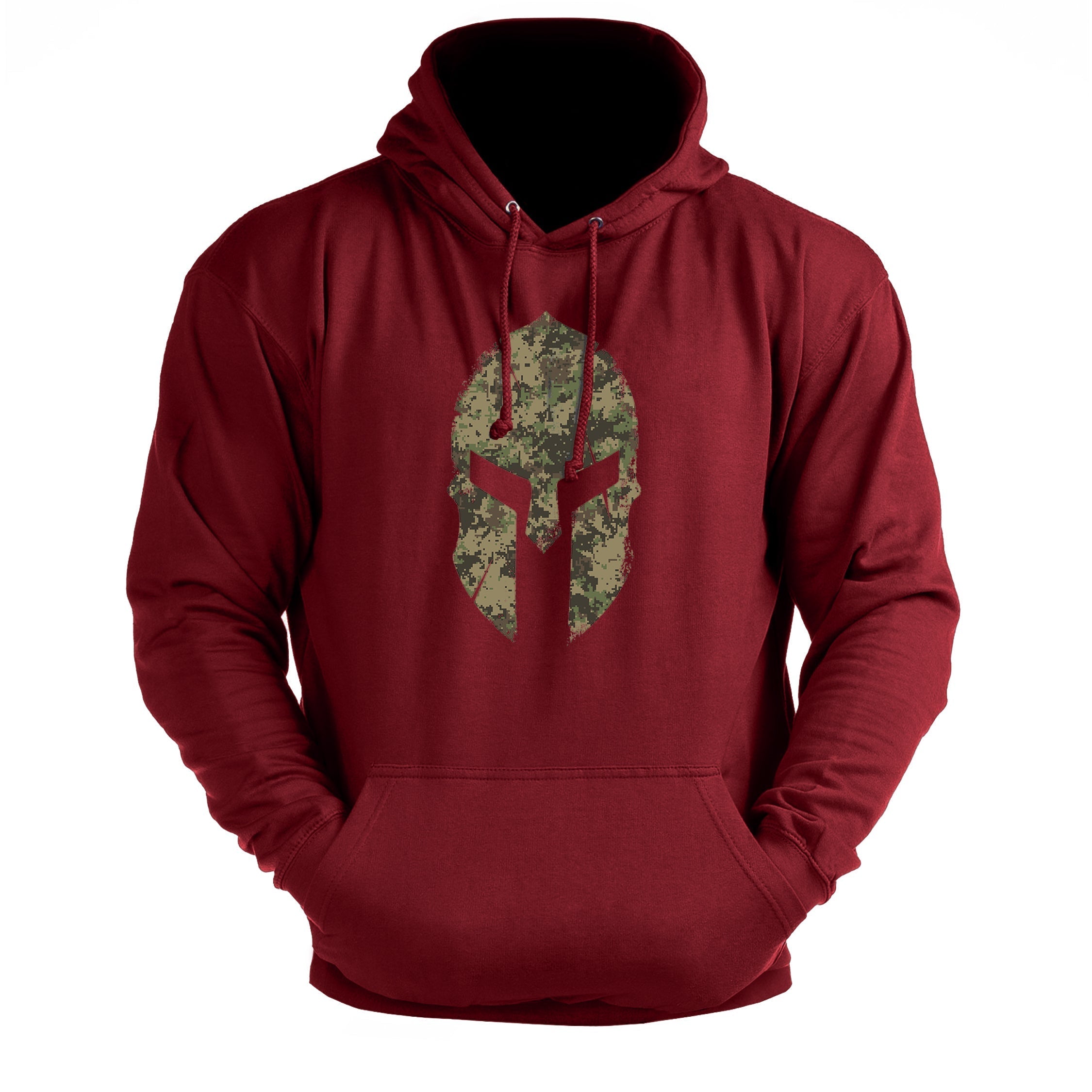 Spartan Helm Woodland Camo - Fitness Hoodie - Gymfit