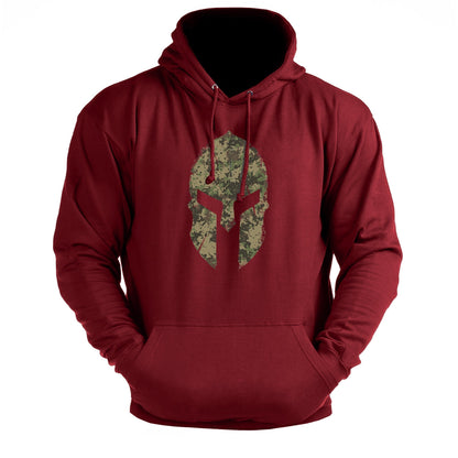 Spartan Helm Woodland Camo - Fitness Hoodie - Gymfit