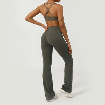 V - Cross front flare Leggings - Gymfit