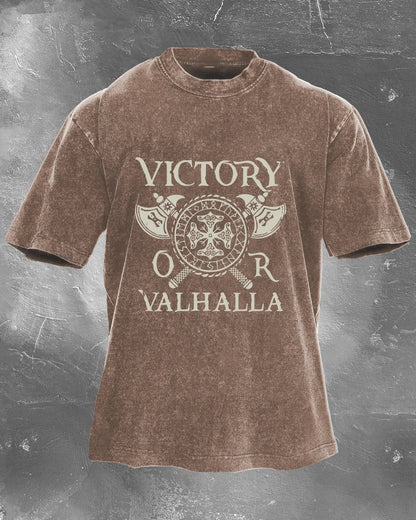 VICTORY OR VALHALLA WASHED T-SHIRT - Gymfit