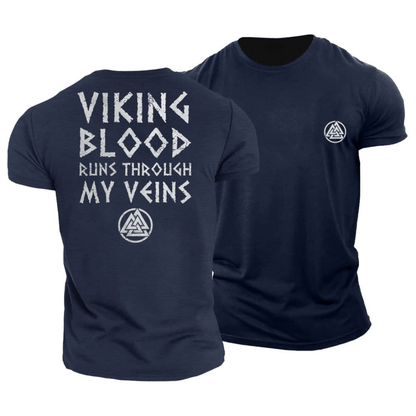 Viking Blood Flows Through My Veins T-Shirt - Gymfit