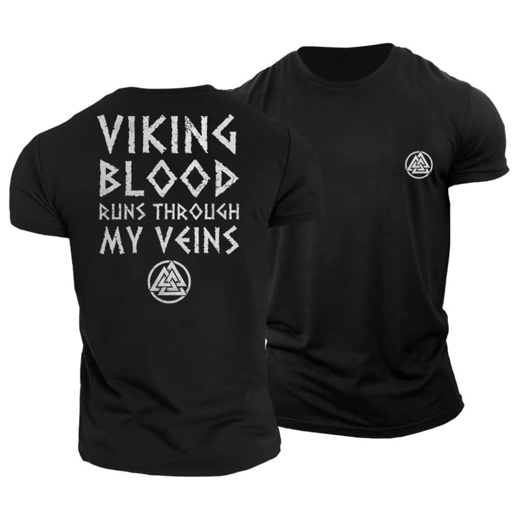 Viking Blood Flows Through My Veins T-Shirt - Gymfit
