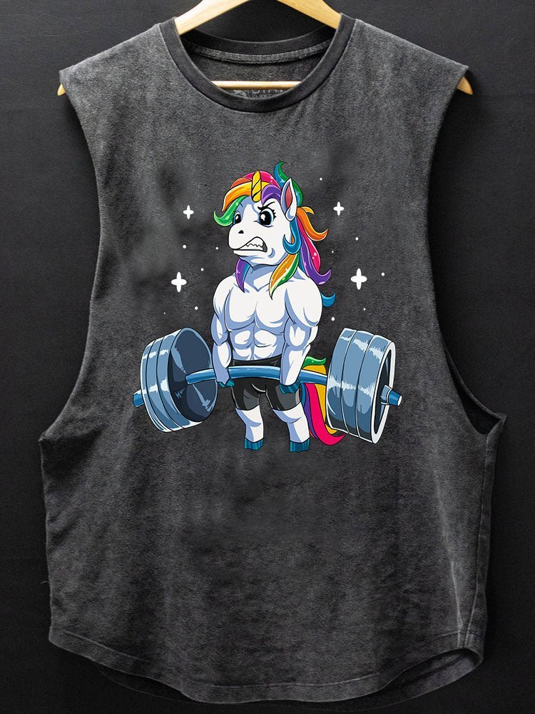 Weightlifting Unicorn Scoop Bottom Cotton Tank Top - Gymfit