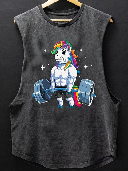 Weightlifting Unicorn Scoop Bottom Cotton Tank Top - Gymfit