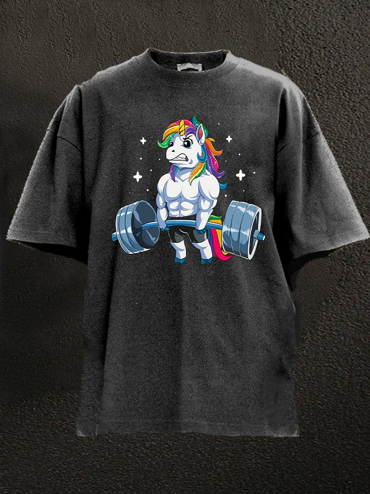 Weightlifting Unicorn Washed Fitness T-Shirt - Gymfit